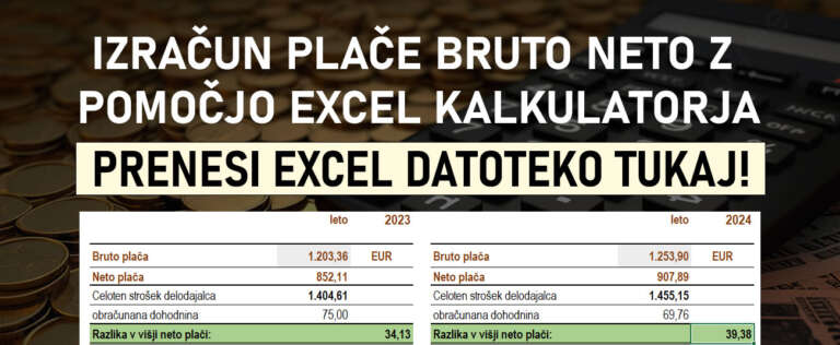 Informativni Izračun Plače Bruto Neto z pomočjo Excel Kalkulatorja za 2024 in 2025